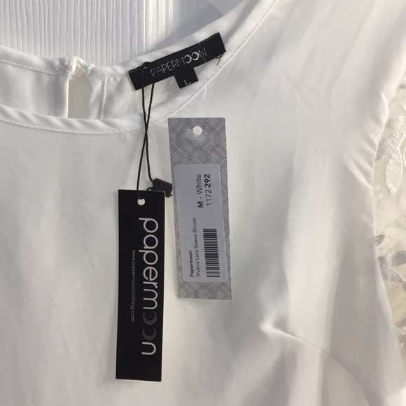 NWT Papermoon Lace Sleeve Blouse - Picture 3 of 5
